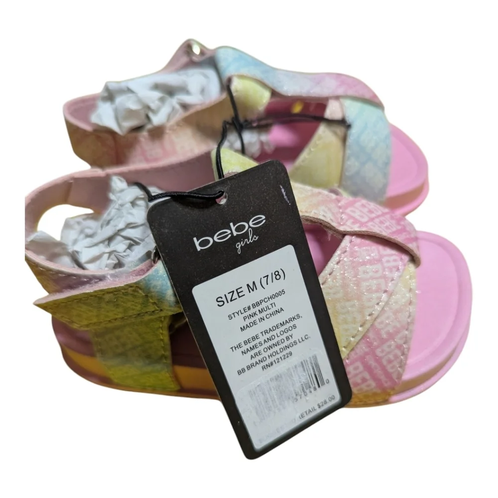 Bebe Baby Girl Sandals Sz 7/8  Straps Pink